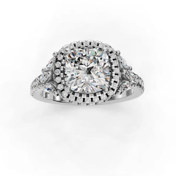 14K White Gold Cushion Engagement Ring Setting Image 4 SVS Fine Jewelry Oceanside, NY