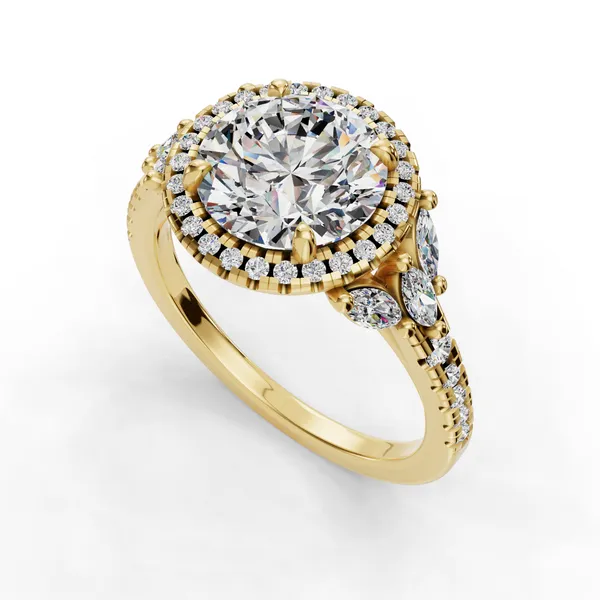 14K Yellow Gold Round Engagement Ring Setting SVS Fine Jewelry Oceanside, NY