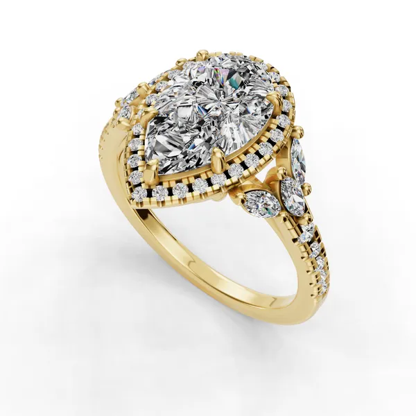 14K Yellow Gold Pear Engagement Ring Setting SVS Fine Jewelry Oceanside, NY