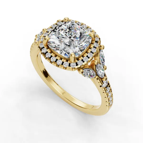 14K Yellow Gold Cushion Engagement Ring Setting SVS Fine Jewelry Oceanside, NY