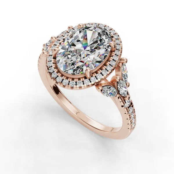 18K Rose Gold Oval Engagement Ring Setting SVS Fine Jewelry Oceanside, NY