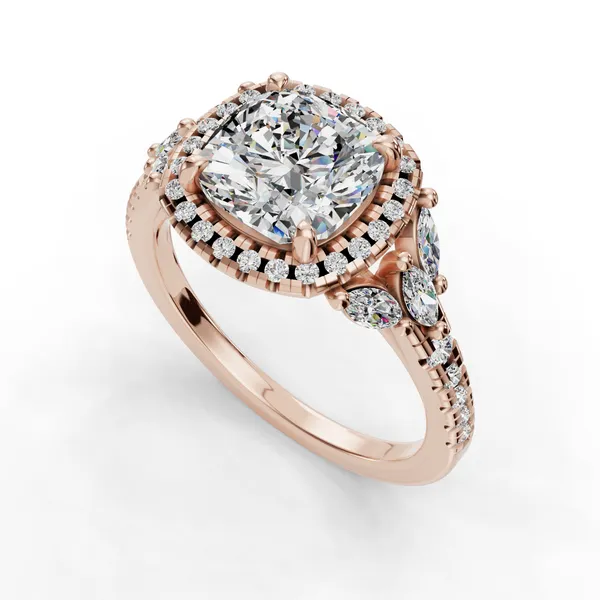 18K Rose Gold Cushion Engagement Ring Setting SVS Fine Jewelry Oceanside, NY