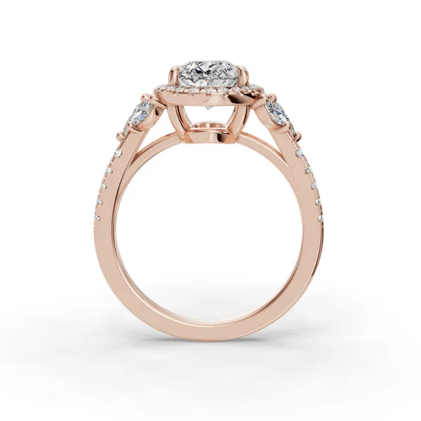 18K Rose Gold Pear Engagement Ring Setting Image 2 SVS Fine Jewelry Oceanside, NY