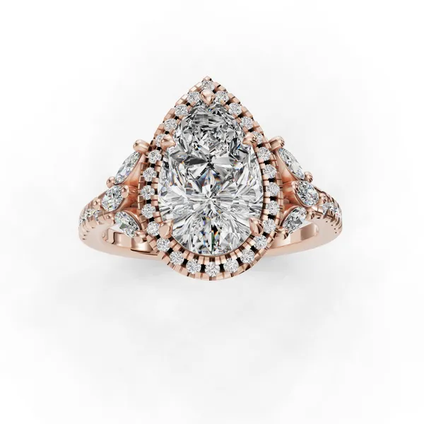18K Rose Gold Pear Engagement Ring Setting Image 4 SVS Fine Jewelry Oceanside, NY