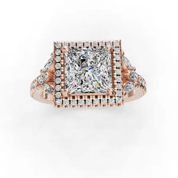 18K Rose Gold Princess Engagement Ring Setting Image 4 SVS Fine Jewelry Oceanside, NY