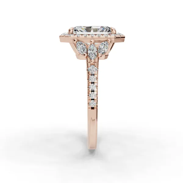 18K Rose Gold Radiant Engagement Ring Setting Image 3 SVS Fine Jewelry Oceanside, NY