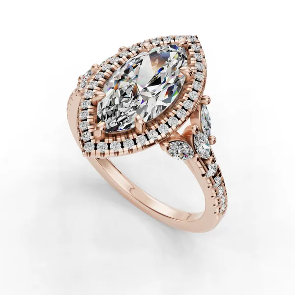 18K Rose Gold Marquise Engagement Ring Setting SVS Fine Jewelry Oceanside, NY