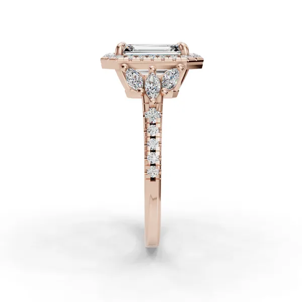 18K Rose Gold Emerald Engagement Ring Setting Image 3 SVS Fine Jewelry Oceanside, NY