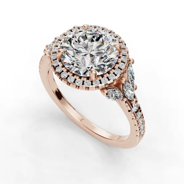 18K Rose Gold Round Engagement Ring Setting SVS Fine Jewelry Oceanside, NY