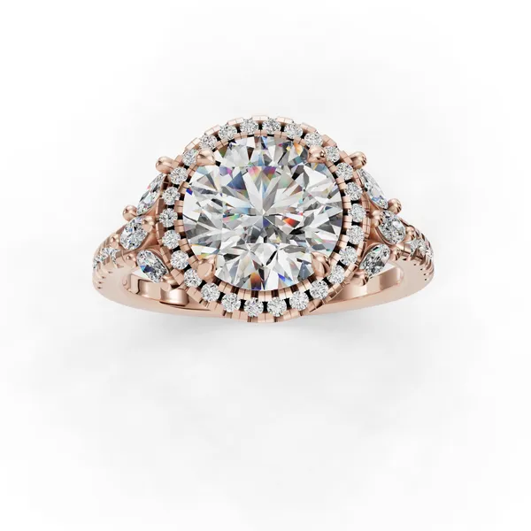 18K Rose Gold Round Engagement Ring Setting Image 4 SVS Fine Jewelry Oceanside, NY