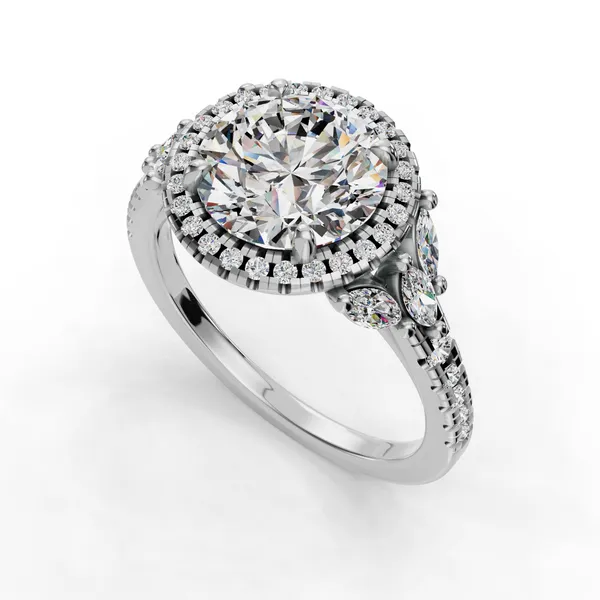 18K White Gold Round Engagement Ring Setting SVS Fine Jewelry Oceanside, NY