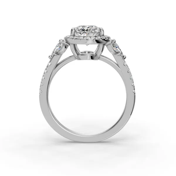 18K White Gold Pear Engagement Ring Setting Image 2 SVS Fine Jewelry Oceanside, NY