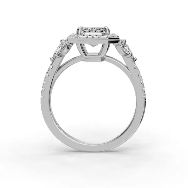 18K White Gold Emerald Engagement Ring Setting Image 2 SVS Fine Jewelry Oceanside, NY