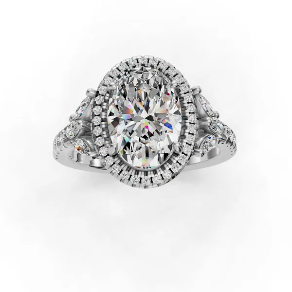 18K White Gold Oval Engagement Ring Setting Image 4 SVS Fine Jewelry Oceanside, NY