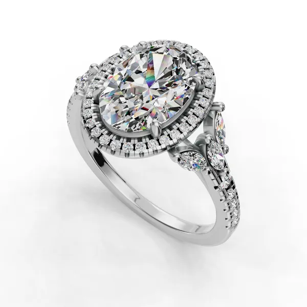 18K White Gold Oval Engagement Ring Setting SVS Fine Jewelry Oceanside, NY