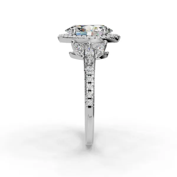 18K White Gold Oval Engagement Ring Setting Image 3 SVS Fine Jewelry Oceanside, NY
