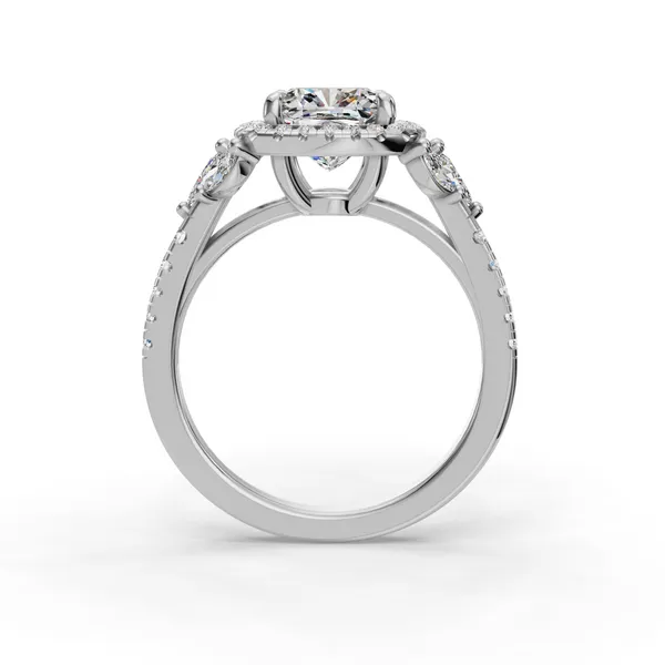 18K White Gold Cushion Engagement Ring Setting Image 2 SVS Fine Jewelry Oceanside, NY