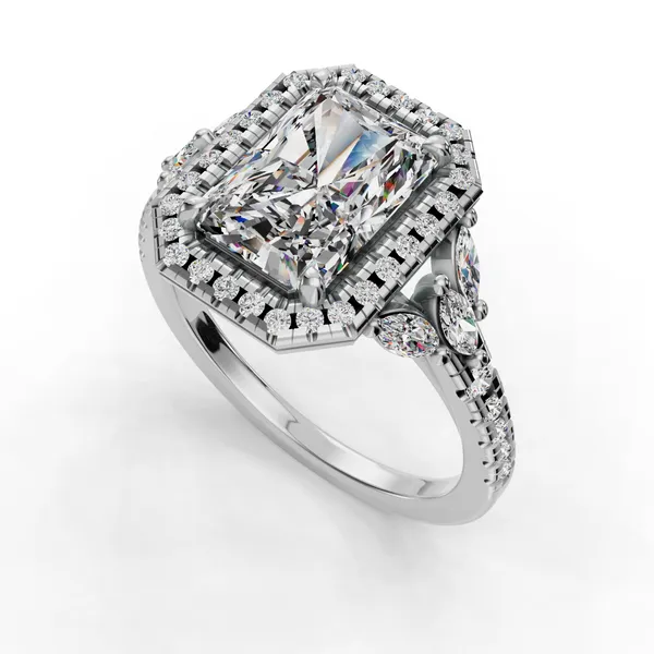 18K White Gold Radiant Engagement Ring Setting SVS Fine Jewelry Oceanside, NY