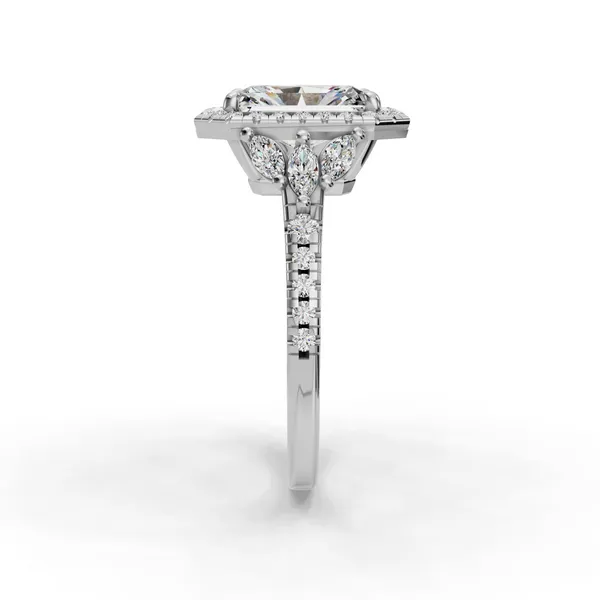 18K White Gold Radiant Engagement Ring Setting Image 3 SVS Fine Jewelry Oceanside, NY