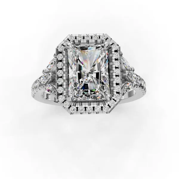 18K White Gold Radiant Engagement Ring Setting Image 4 SVS Fine Jewelry Oceanside, NY