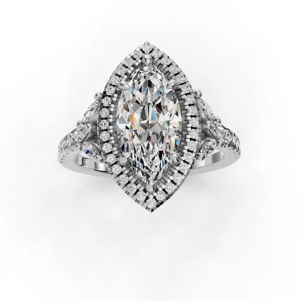 18K White Gold Marquise Engagement Ring Setting Image 4 SVS Fine Jewelry Oceanside, NY