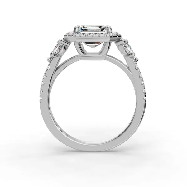 18K White Gold Asscher Engagement Ring Setting Image 2 SVS Fine Jewelry Oceanside, NY