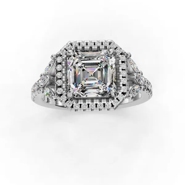 18K White Gold Asscher Engagement Ring Setting Image 4 SVS Fine Jewelry Oceanside, NY