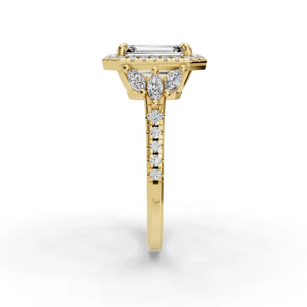 18K Yellow Gold Emerald Engagement Ring Setting Image 3 SVS Fine Jewelry Oceanside, NY