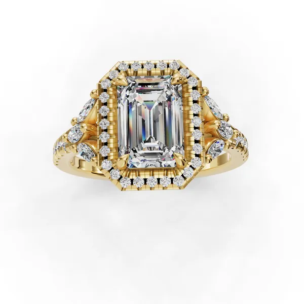 18K Yellow Gold Emerald Engagement Ring Setting Image 4 SVS Fine Jewelry Oceanside, NY