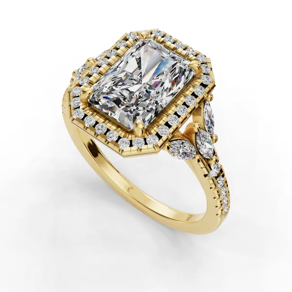 18K Yellow Gold Radiant Engagement Ring Setting SVS Fine Jewelry Oceanside, NY