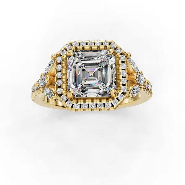 18K Yellow Gold Asscher Engagement Ring Setting Image 4 SVS Fine Jewelry Oceanside, NY