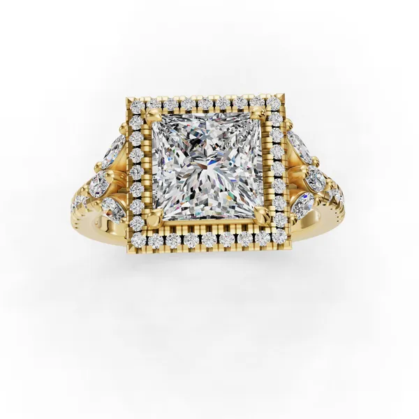 18K Yellow Gold Princess Engagement Ring Setting Image 4 SVS Fine Jewelry Oceanside, NY