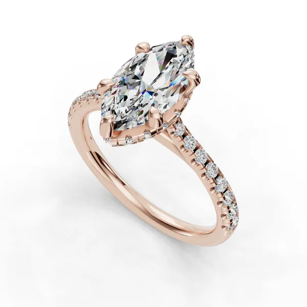 14K Rose Gold Marquise Engagement Ring Setting SVS Fine Jewelry Oceanside, NY