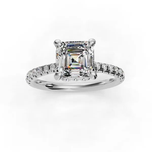 14K White Gold Asscher Engagement Ring Setting Image 4 SVS Fine Jewelry Oceanside, NY