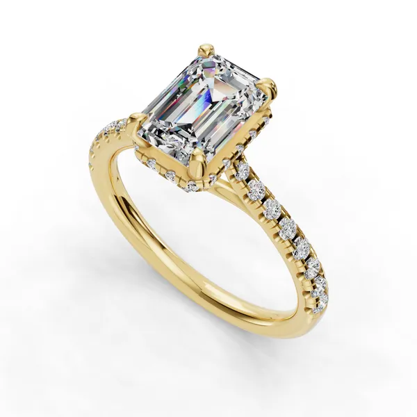 14K Yellow Gold Emerald Engagement Ring Setting SVS Fine Jewelry Oceanside, NY