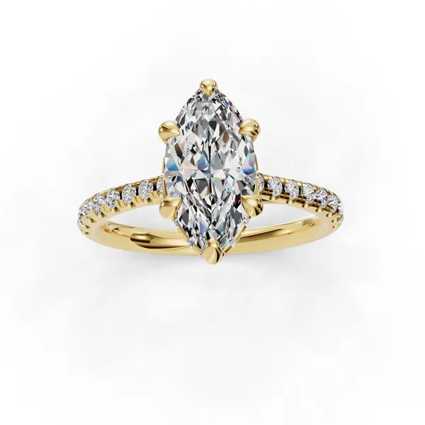 14K Yellow Gold Marquise Engagement Ring Setting Image 4 SVS Fine Jewelry Oceanside, NY