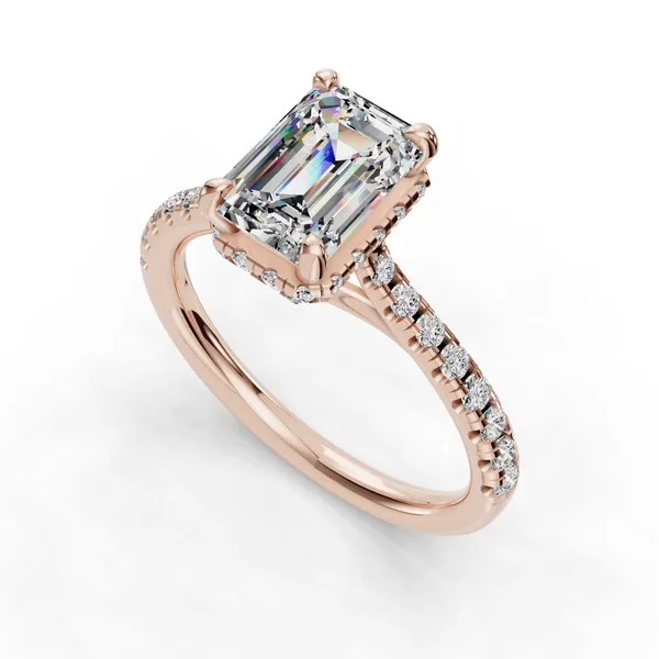 18K Rose Gold Emerald Engagement Ring Setting SVS Fine Jewelry Oceanside, NY