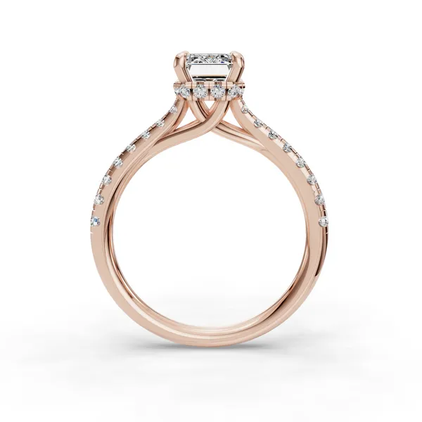 18K Rose Gold Emerald Engagement Ring Setting Image 2 SVS Fine Jewelry Oceanside, NY