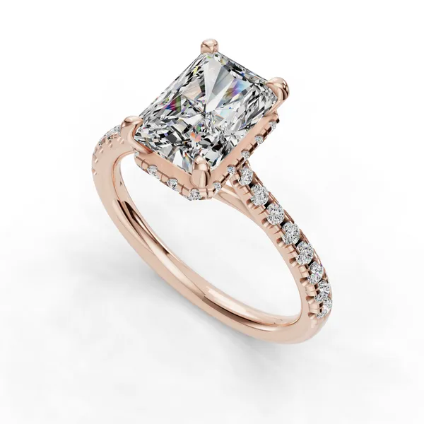 18K Rose Gold Radiant Engagement Ring Setting SVS Fine Jewelry Oceanside, NY