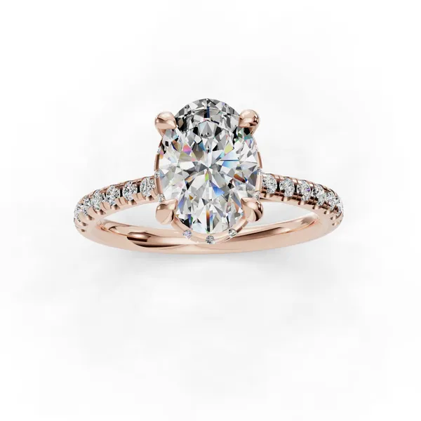18K Rose Gold Oval Engagement Ring Setting Image 4 SVS Fine Jewelry Oceanside, NY