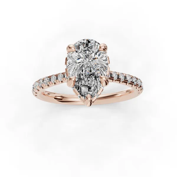 18K Rose Gold Pear Engagement Ring Setting Image 4 SVS Fine Jewelry Oceanside, NY