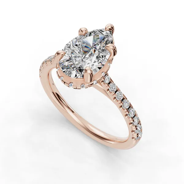 18K Rose Gold Pear Engagement Ring Setting SVS Fine Jewelry Oceanside, NY