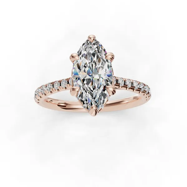 18K Rose Gold Marquise Engagement Ring Setting Image 4 SVS Fine Jewelry Oceanside, NY