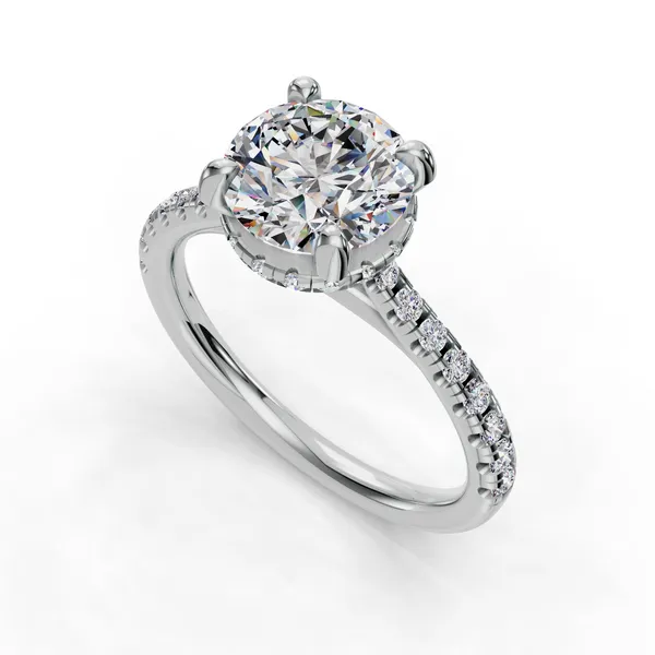 18K White Gold Round Engagement Ring Setting SVS Fine Jewelry Oceanside, NY