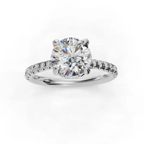 18K White Gold Round Engagement Ring Setting Image 4 SVS Fine Jewelry Oceanside, NY