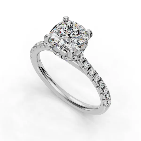 18K White Gold Cushion Engagement Ring Setting SVS Fine Jewelry Oceanside, NY