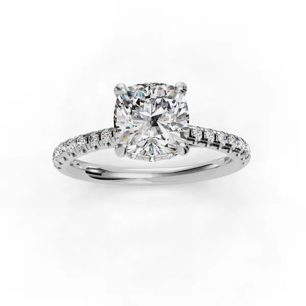 18K White Gold Cushion Engagement Ring Setting Image 4 SVS Fine Jewelry Oceanside, NY