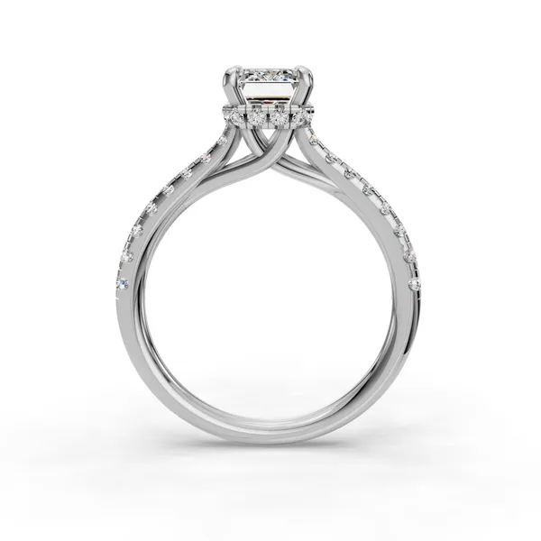 18K White Gold Emerald Engagement Ring Setting Image 2 SVS Fine Jewelry Oceanside, NY