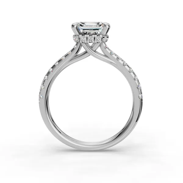 18K White Gold Asscher Engagement Ring Setting Image 2 SVS Fine Jewelry Oceanside, NY