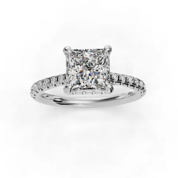 18K White Gold Princess Engagement Ring Setting Image 4 SVS Fine Jewelry Oceanside, NY